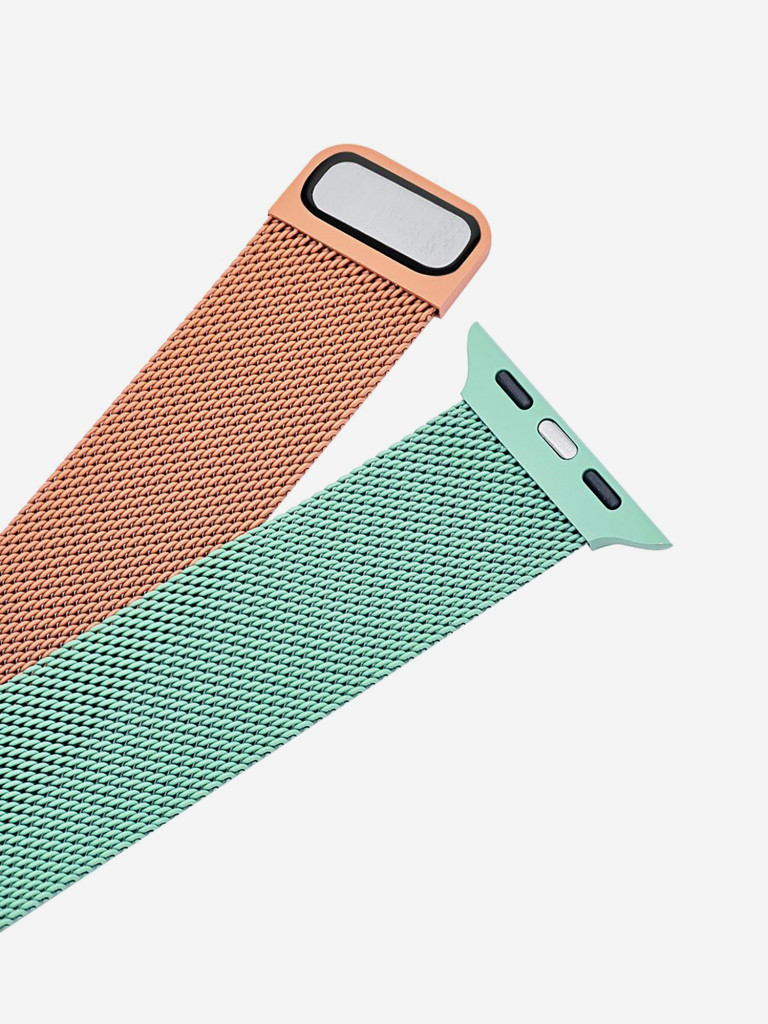 Ремешок для часов Apple Watch 41/40/38 mm Mutural Оригинал, ультралегкий металлический на магните — оранжево-зеленый