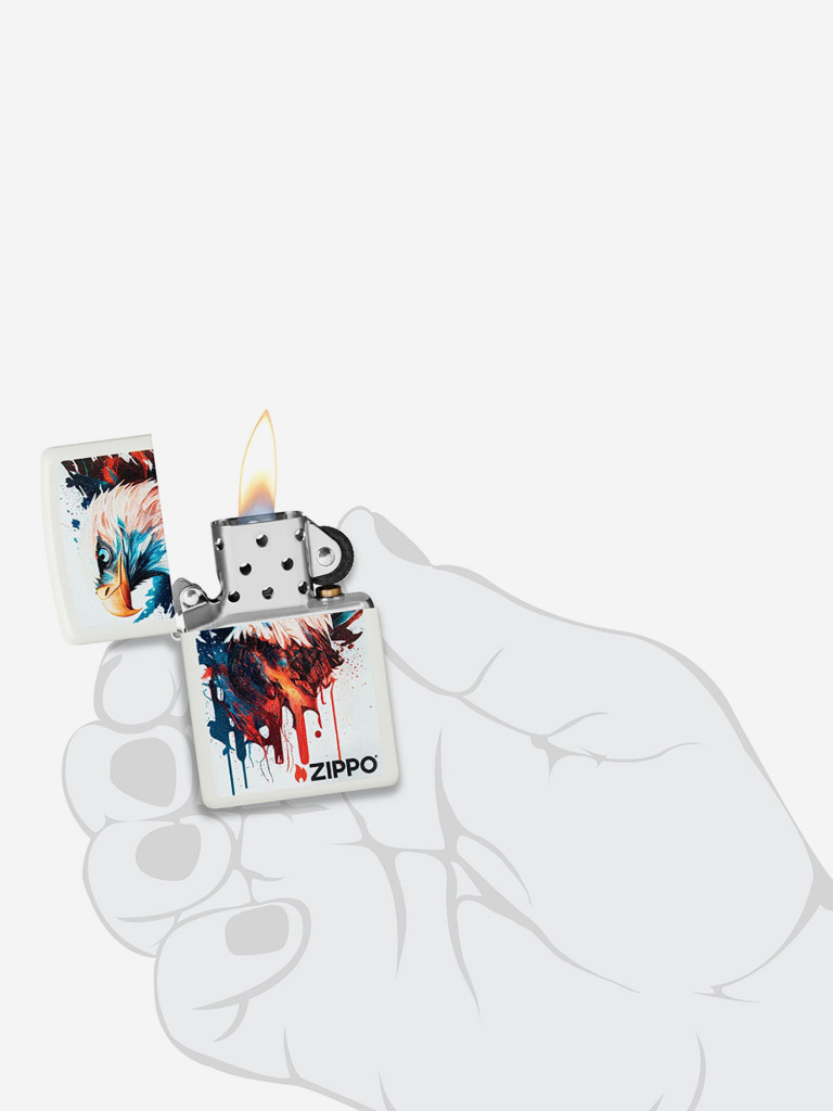 Зажигалка бензиновая ветроустойчивая Zippo Painted Eagle Design White Matte