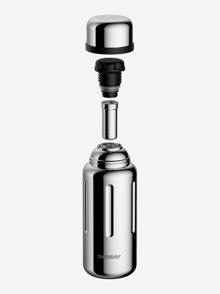 Термос вакуумный BOBBER Barrel 1 л с широким горлом и ситечком, тепло до 40 часов, зеркальный