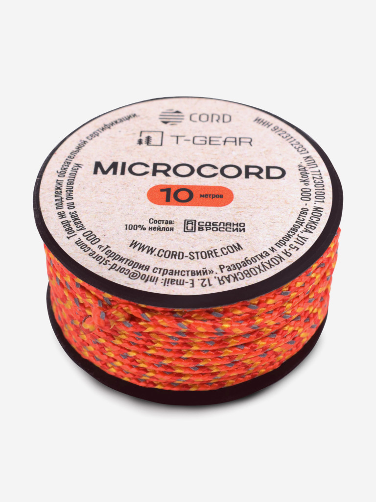 Микрокорд T-Gear x CORD nylon катушка 10м световозвращающий (Orange X)