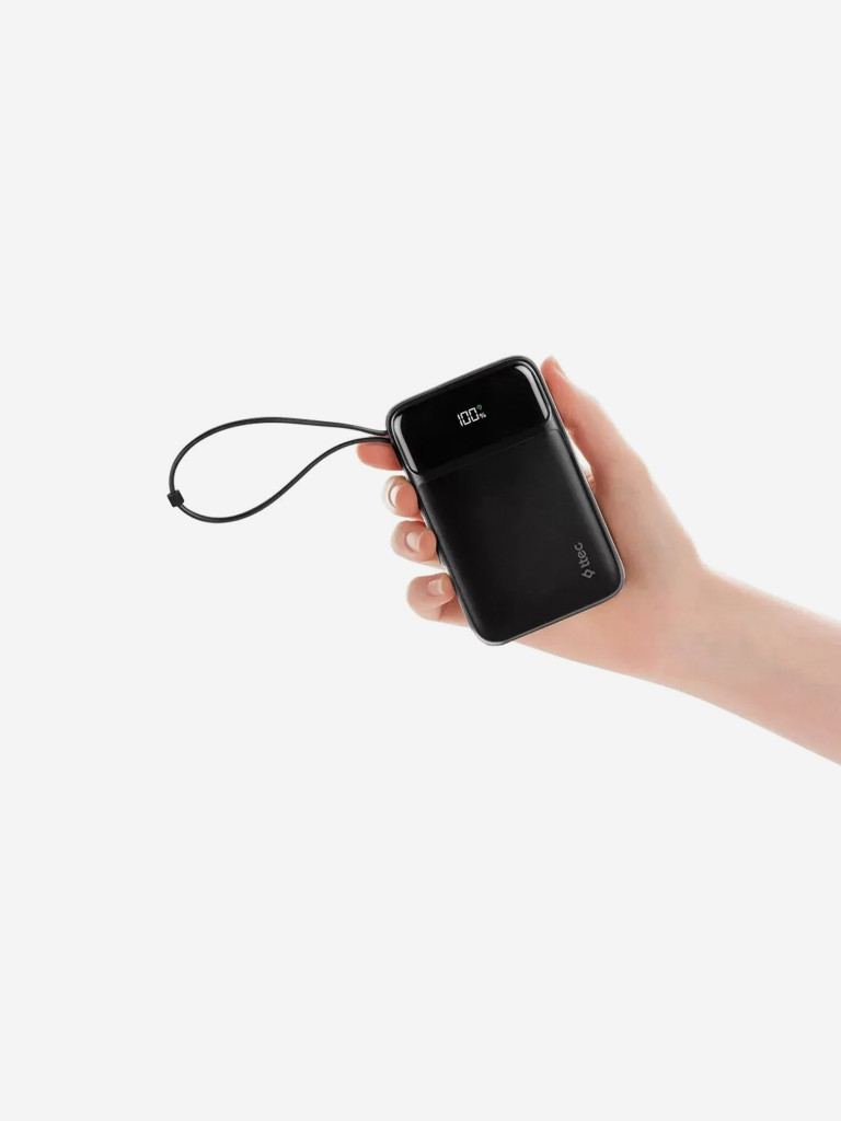 Внешний аккумулятор портативный TTEC ReCharger Pro LCD 10.000mAh PD 22.5W USB-A/USB-C with Lightning/USB-C Built-in Cable Powerbank со встроенным кабелем. Цвет: черный