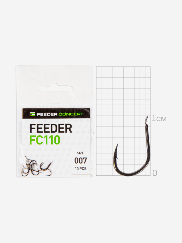 Крючки рыболовные Feeder Concept FC110 рыболовные №007 для фидера и поплавочной ловли, набор 50 штук
