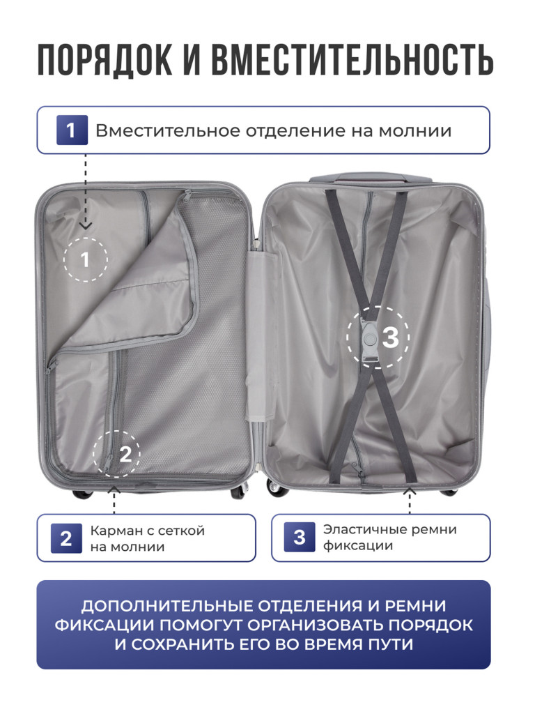 Чемодан Tevin Sp средний пластиковый неубиваемый