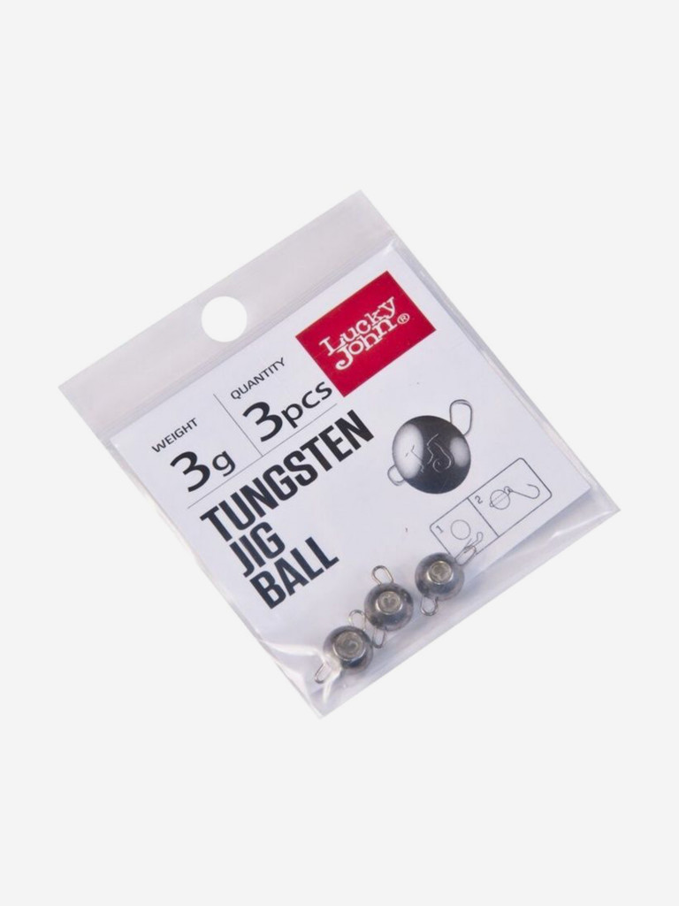 Грузила разборные вольфрамовые Lucky John головки TUNGSTEN JIG BALL 3г, набор 3шт.
