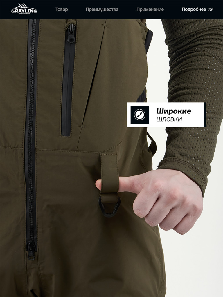 Костюм летний мембранный Тугур для рыбалки GRAYLING, хаки