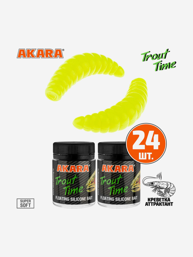 Силиконовая приманка Akara Trout Time MAGGOT 1,3 Shrimp 04Y (24 шт.)