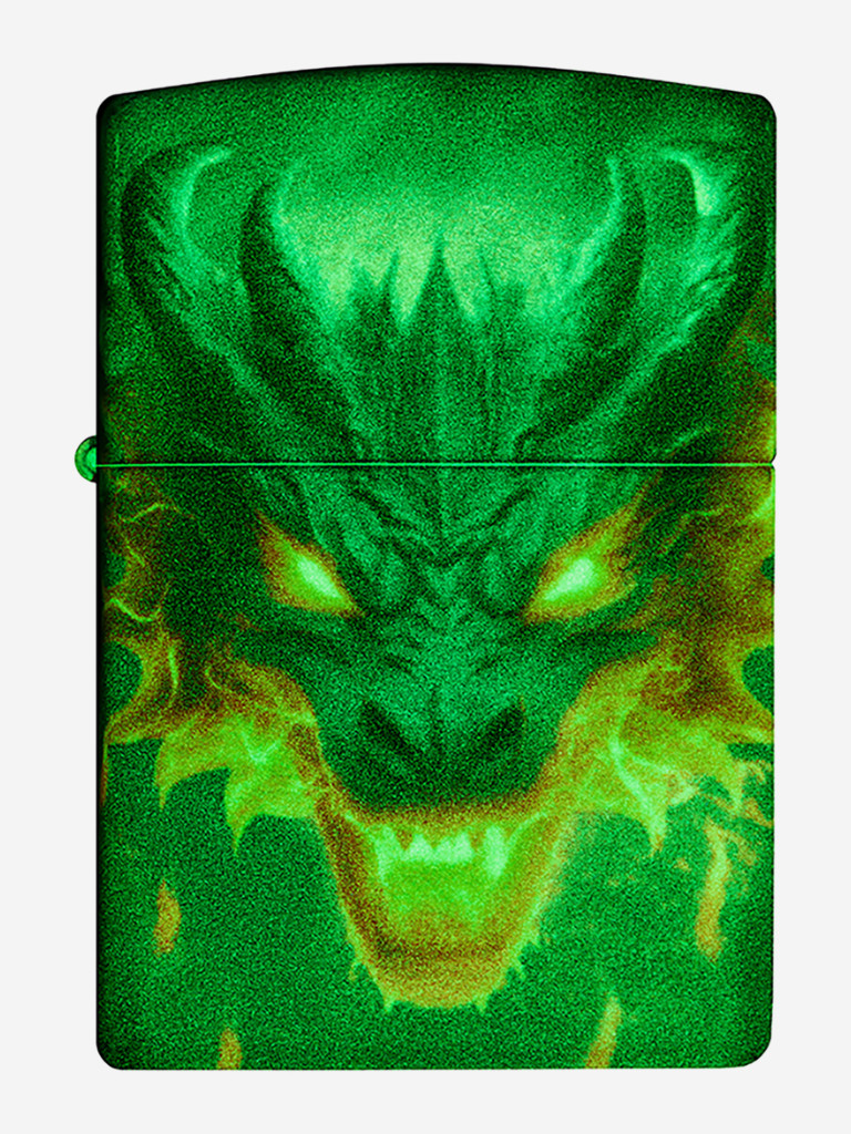 Зажигалка бензиновая ветроустойчивая Zippo Glowing Dragon Glow In The Dark Green