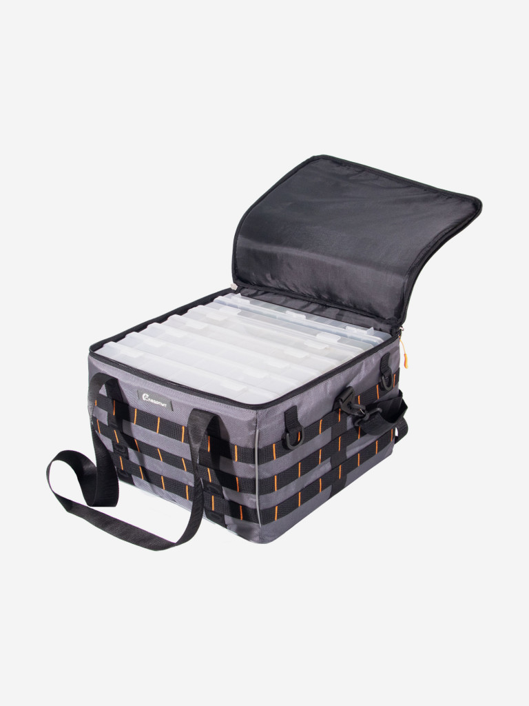 Сумка рыболовная Следопыт Base Lure Bag XXL, 38х38х25 см, цвет серый + 7 коробок Luno.