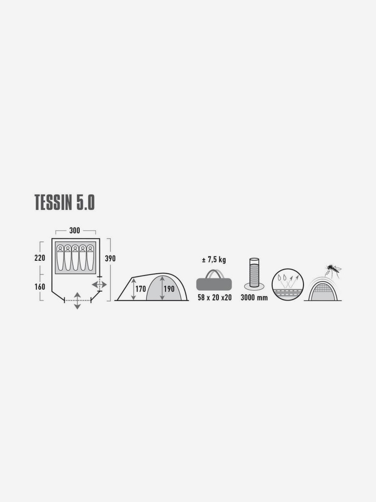 Палатка 5-местная High Peak Tessin 5.0