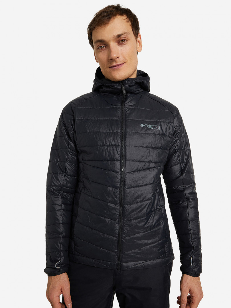 фото Куртка утепленная мужская columbia platinum peak hooded jacket, черный