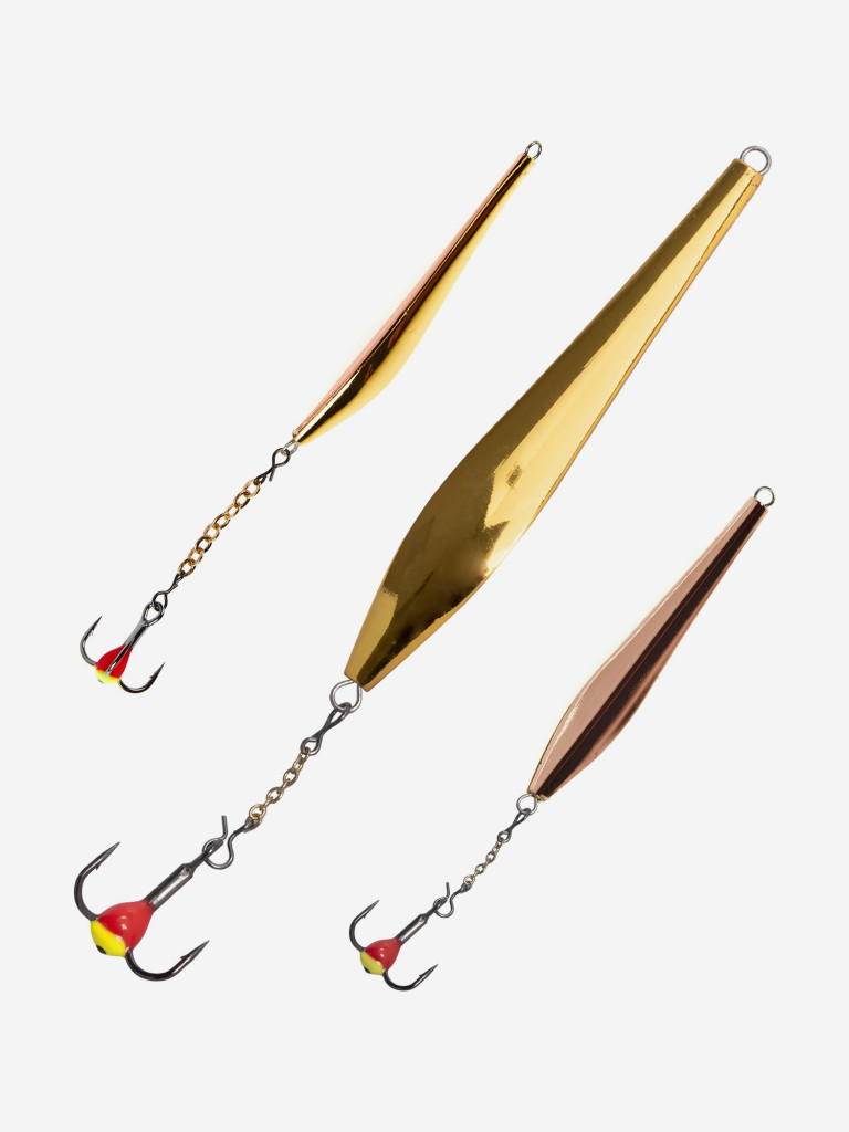 Блесна вертикальная зимняя Lucky John DOUBLE BLADE с цепочкой и тройником 50мм GC блистер