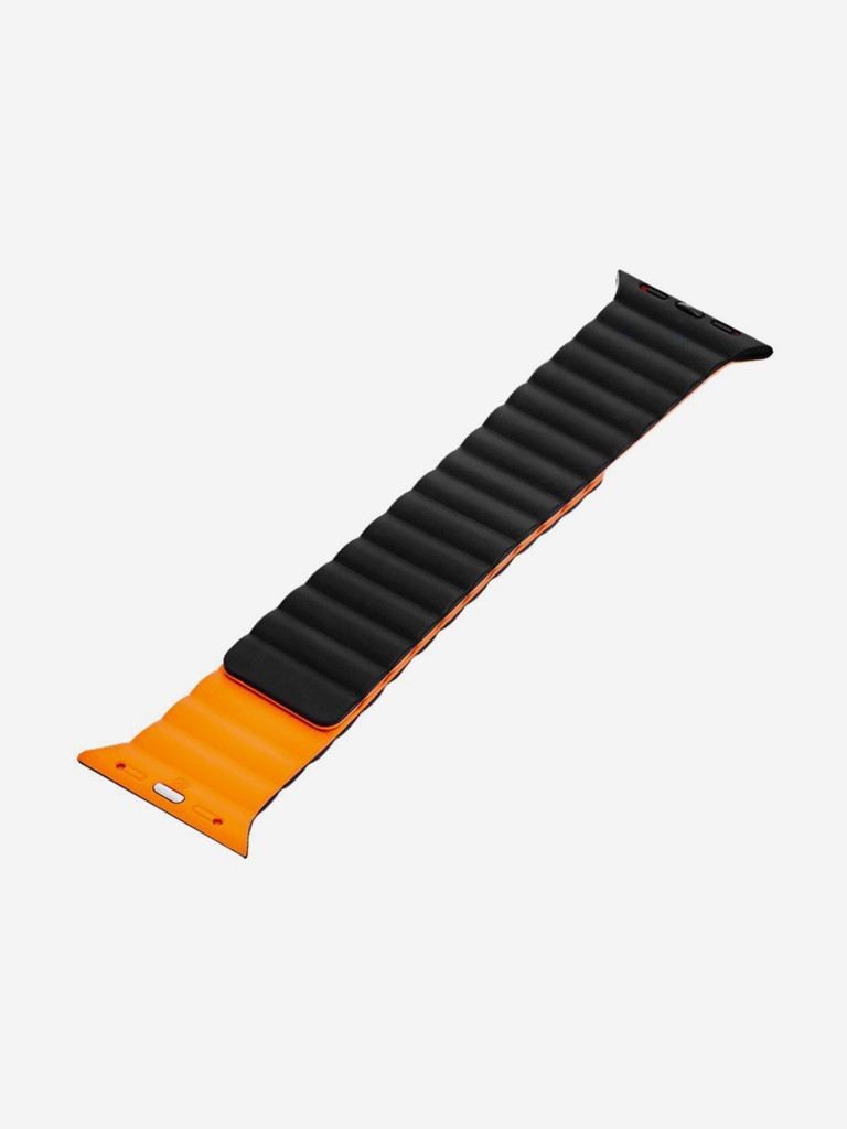 Ремешок для часов Apple Watch 41/40/38 mm Mutural Оригинал, ультралегкий силиконовый на магните — черно-оранжевый
