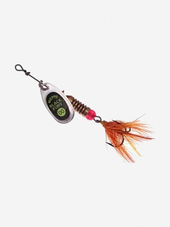 Блесна для рыбалки вертушка Mepps BLACK FURY MOUCHE, 00, Silver/Chartreuse, 1 штука