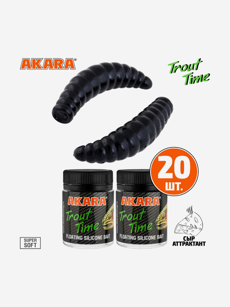 Силиконовая приманка Akara Trout Time MAGGOT 1,6 422, Cheese (20 шт.)