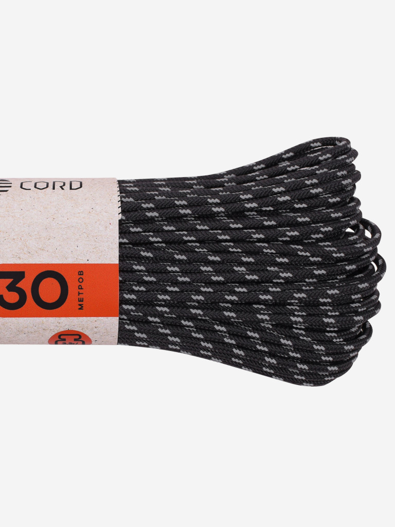 Паракорд 275 T-Gear x CORD nylon 30м световозвращающий (Black)