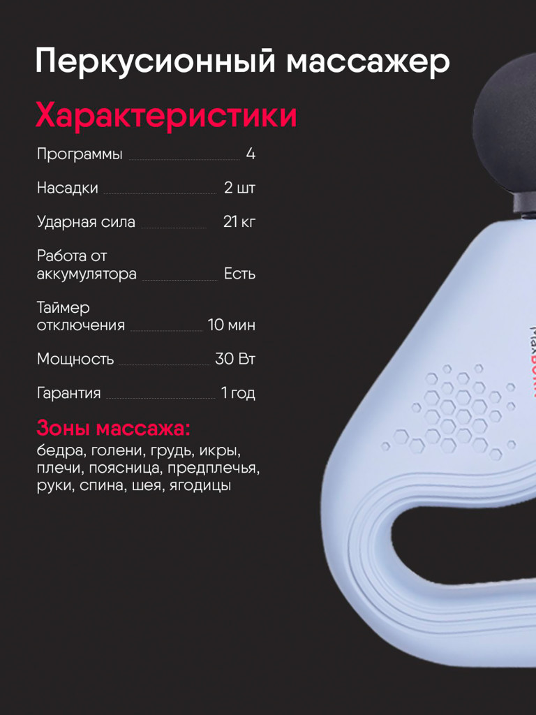 Массажер перкуссионный для тела Ergonova Max Burn с ремнем, 2 в 1 лимфодренажный антицеллюлитный
