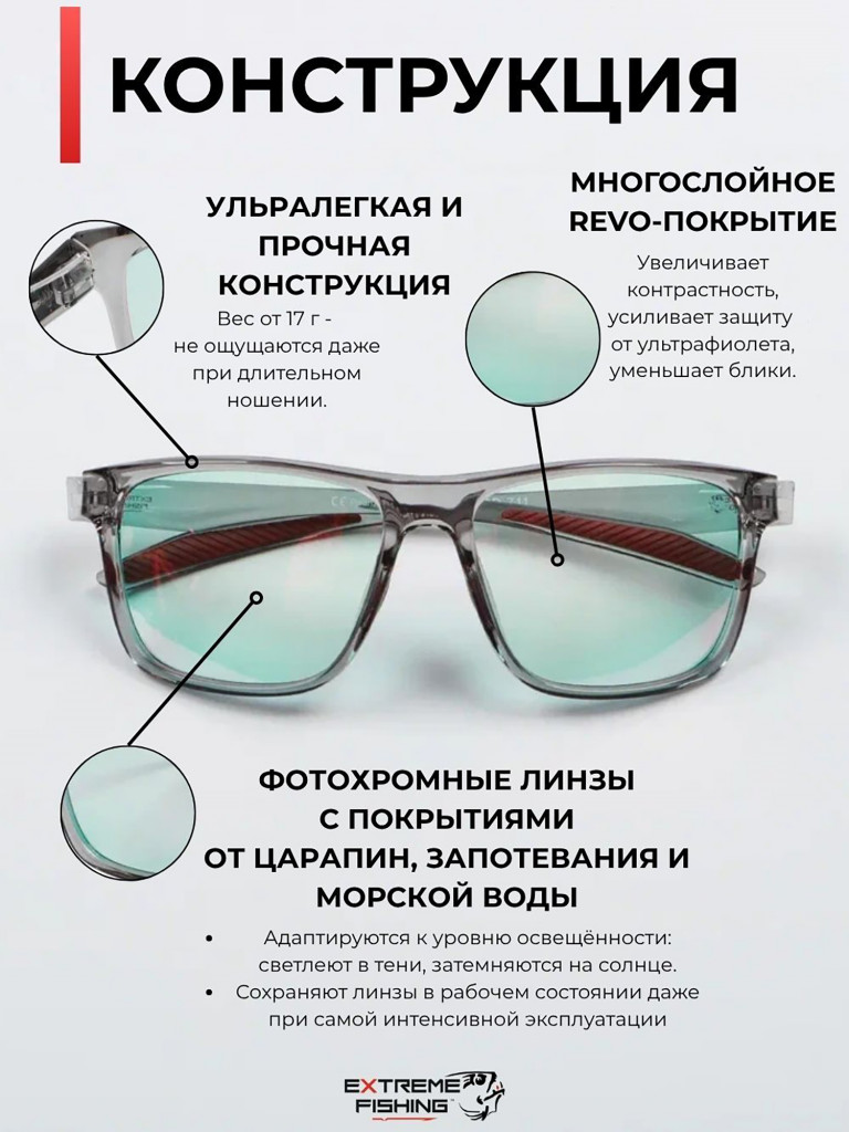 Очки поляризационные солнцезащитные Extreme Fishing Addiction фотохромные ADD-711
