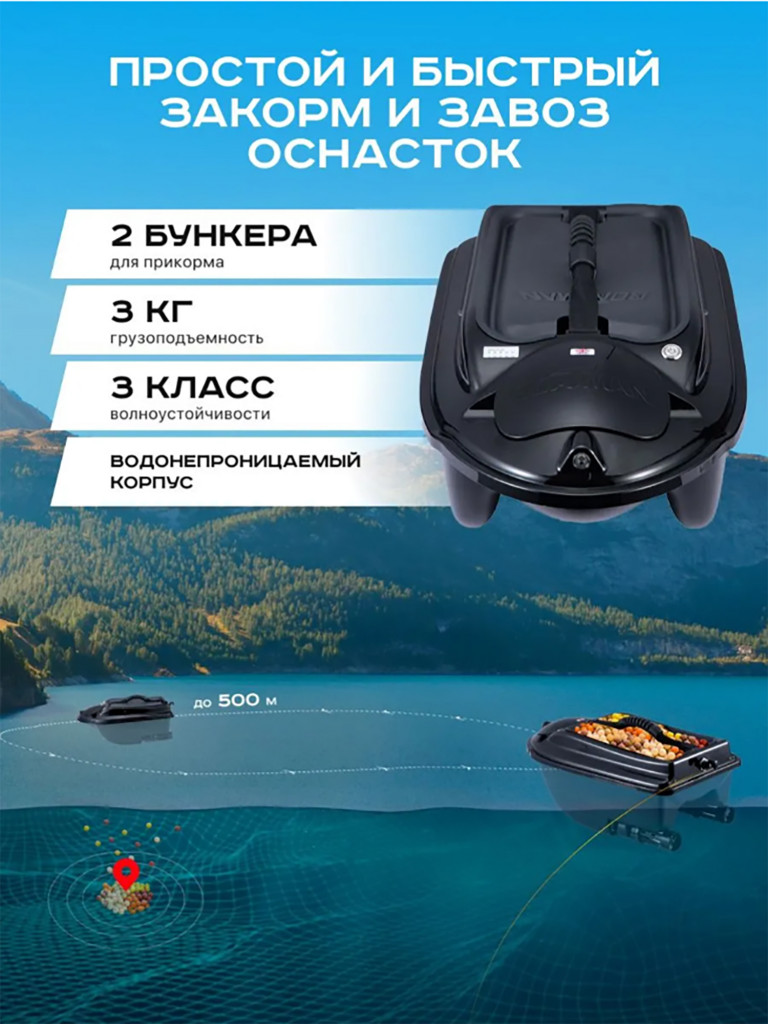 Прикормочный кораблик Boatman Actor Plus Pro Black (эхолот + GPS)