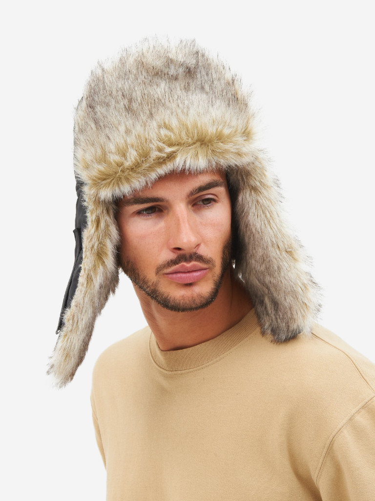 Шапка-ушанка мужская зимняя меховая с маской Huntsman Евро Волк