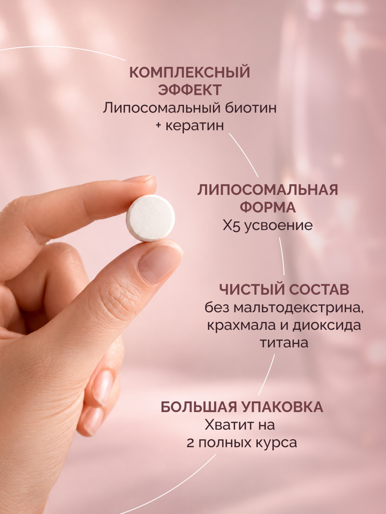 Биотин липосомальный+Кератин MedCraft, 150 мкг, 60 табл.