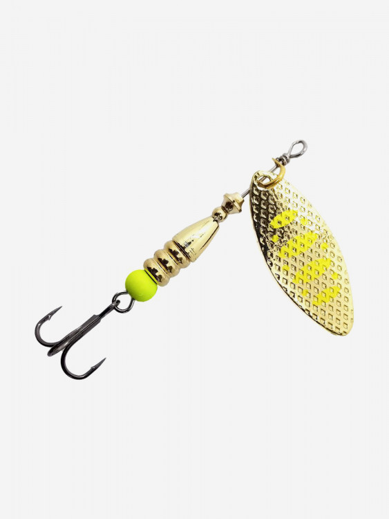 Блесна вращающаяся для рыбалки Mottomo Willow Blade #3 12g Gold 12 для спиннинга. Вертушка на голавля, жереха, щуку