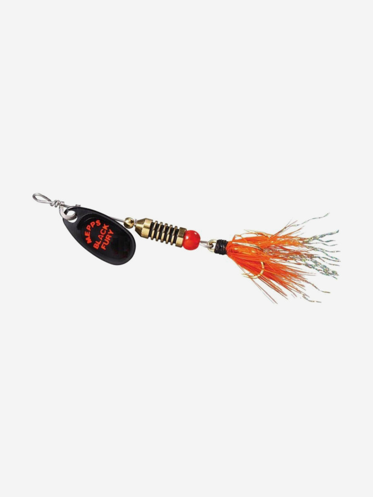 Блесна для рыбалки вертушка Mepps BLACK FURY MOUCHE, 3, Black/Orange, комплект из 5 штук