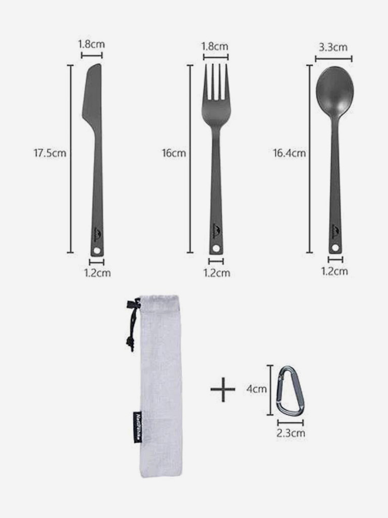 Набор титановых приборов Naturehike TZD11 NH19T011-D ложка, вилка, нож