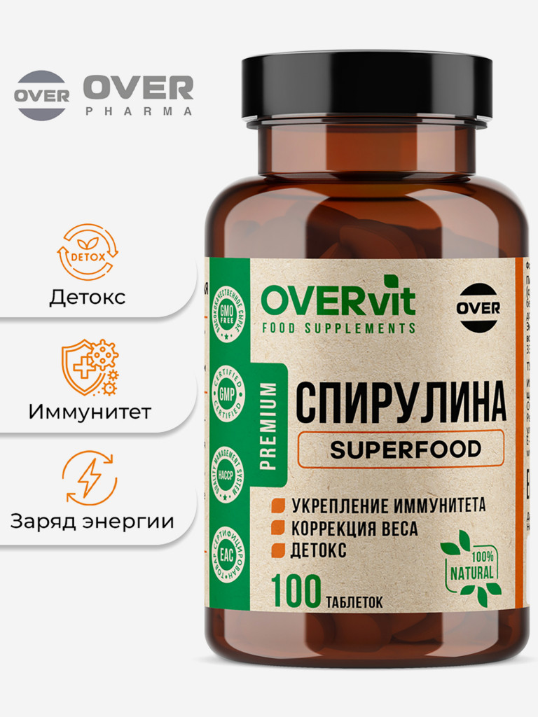Спирулина OVER, 100 таблеток