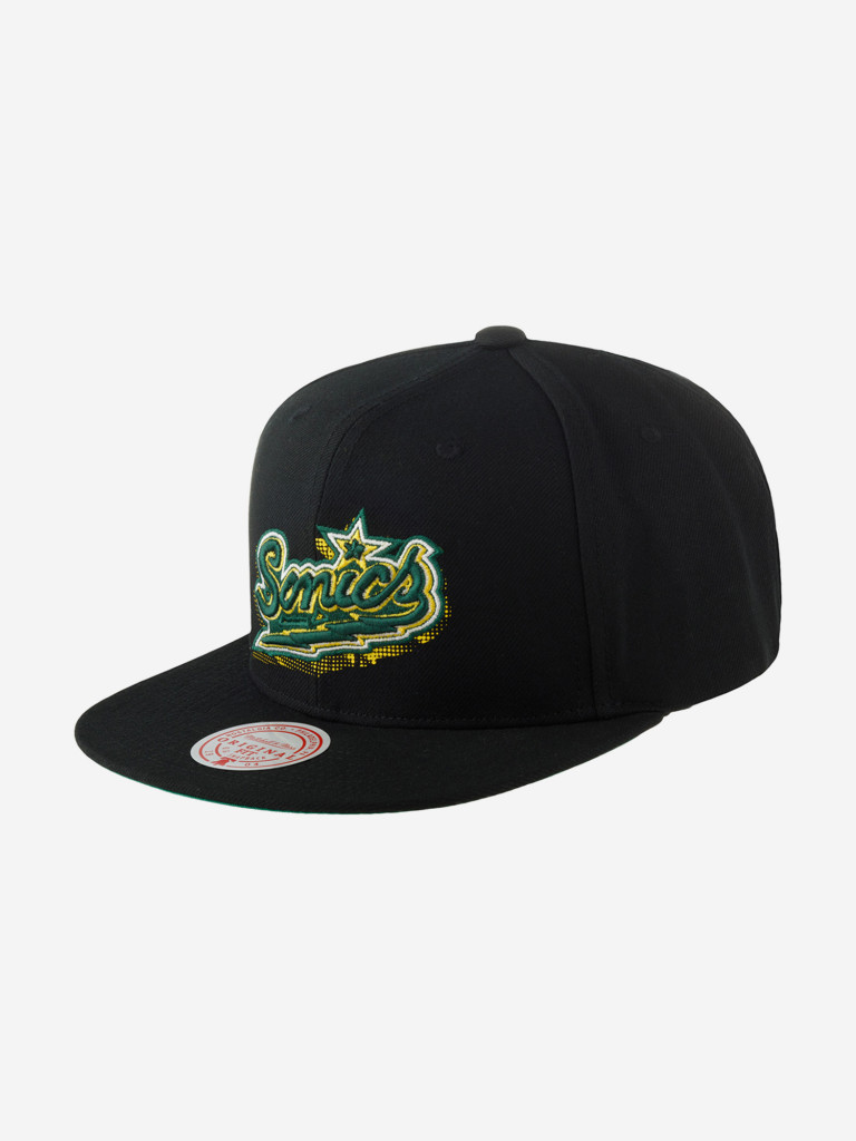 Бейсболка с прямым козырьком MITCHELL NESS HHSS5820-SSUYYPPPBLCK Seattle Supersonics NBA