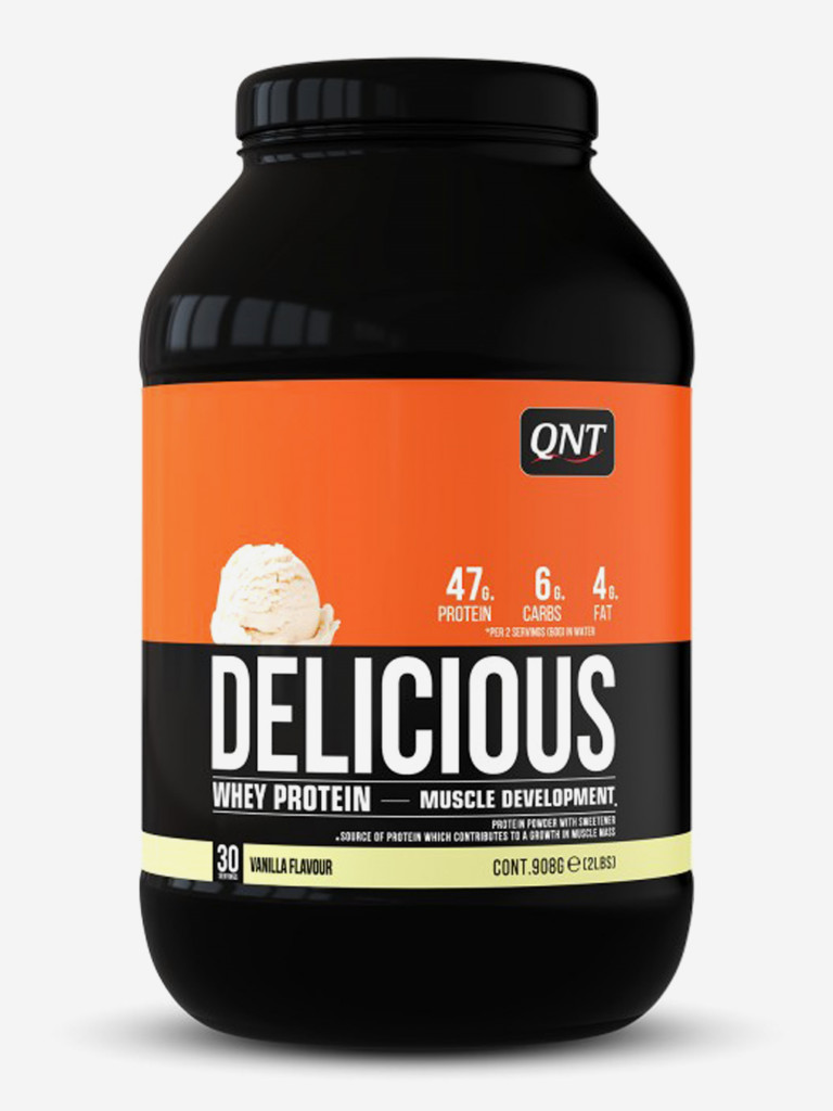 Сывороточный протеин для набора мышечной массы, для похудения, QNT Delicious Whey Protein Powder 908 g Vanilla