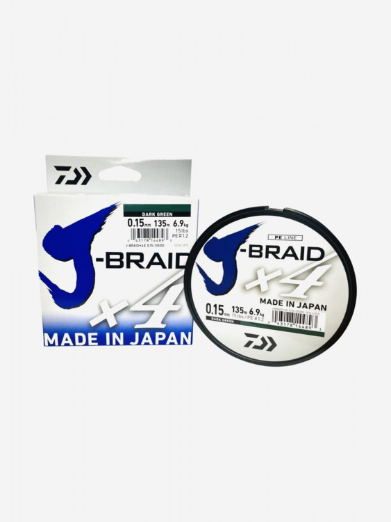 Шнур плетеный Daiwa J-Braid х4 135 м зеленый 0.19 мм 10.2 кг