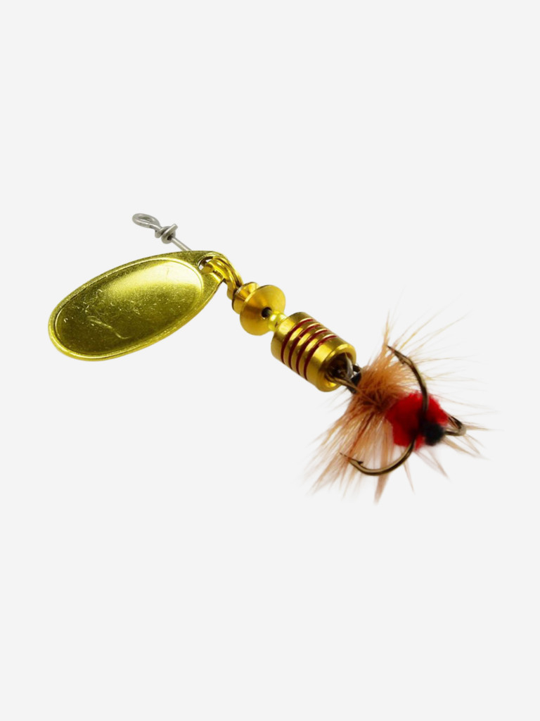 Блесна для рыбалки вертушка Mepps AGLIA MOUCHE, 1, Gold/Red fly, комплект из 5 штук