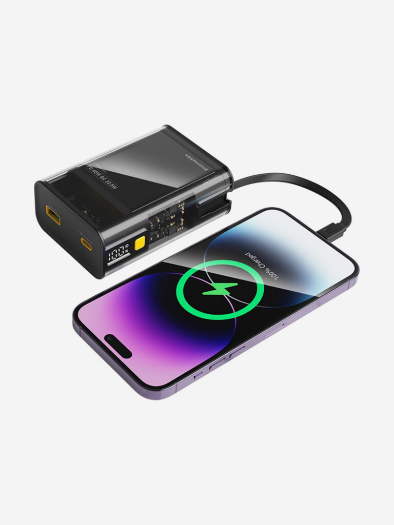 Сверхбыстрый блок питания 20000 мАч KEEPHONE Ultra Fast / Повербанк PD 65W для телефона, iPad, ноутбука, 3 выхода