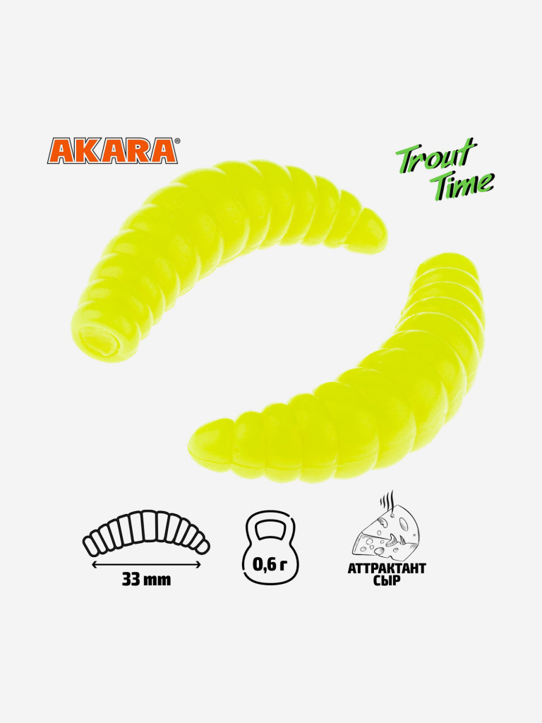 Силиконовая приманка Akara Trout Time MAGGOT 1,3 Cheese 04Y (24 шт.)