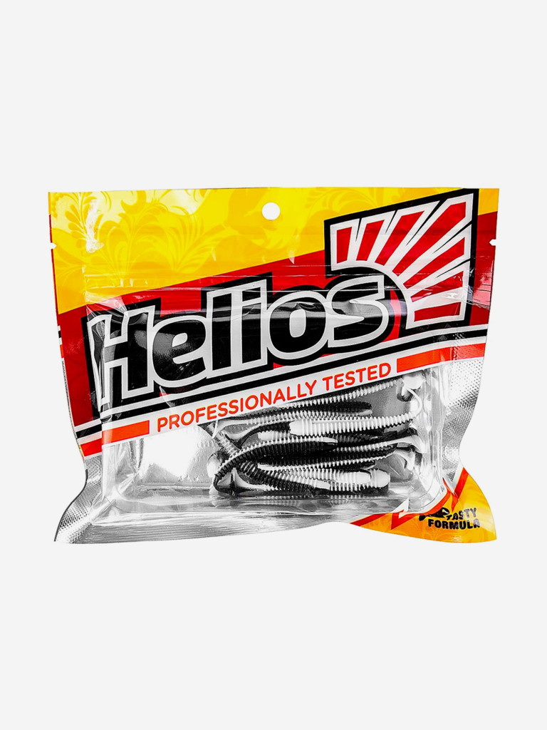 Мягкая приманка Helios Liny Catcher, 2,35" / 6 см, Black & White, 12 штук (HS-5-023)