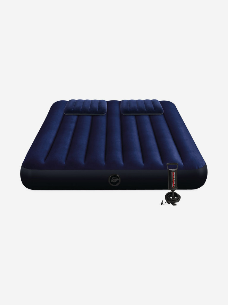 Кровать надувная Intex 64765 DURA-BEAM CLASSIC DOWNY, King, 152x203x25 см, флок+ручной насос+надув.подушки(2 шт.)