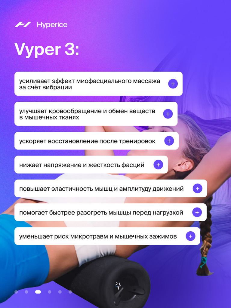 Вибрационный массажный ролик Hyperice Vyper 3.0