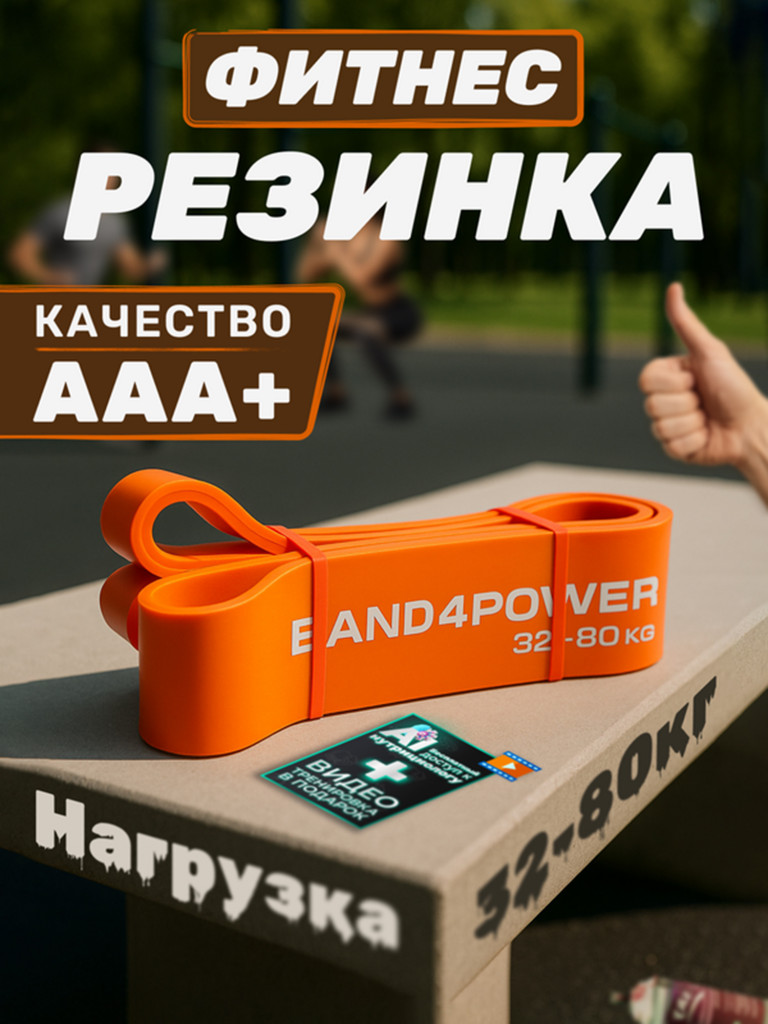 Фитнес резинка для подтягивания, петля латексная, 32-80 кг