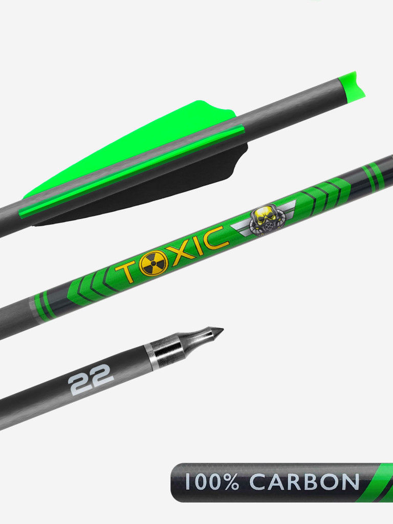 Стрела арбалетная карбоновая Centershot Toxic Carbon 22" Half Moon Nock (6шт.)