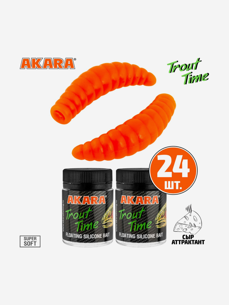 Силиконовая приманка Akara Trout Time MAGGOT 1,3 Cheese 100 (24 шт.)