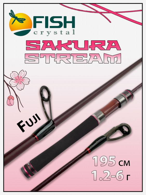 Удилище спиннинговое Sakura Stream, 2 секции, длина 1.95 м, тест 1.2-6 г Carbon Torayca, кольца FUJI (7+1)