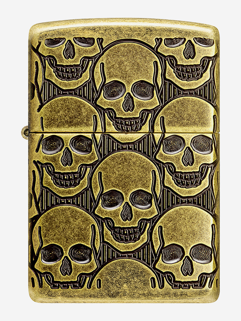 Зажигалка бензиновая ветроустойчивая Zippo Armor Cackling Cranium Antique