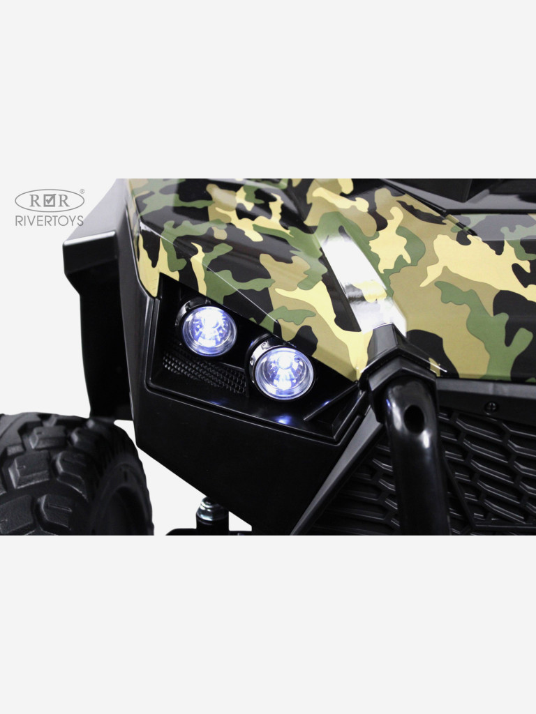 Детский электромобиль RIVERTOYS A707AA LUX NEW 4WD зеленый камуфляж