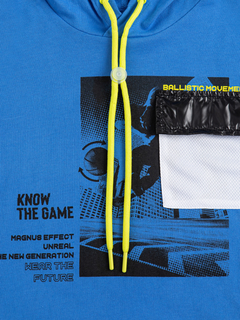 Футболка с капюшоном с принтом синяя для мальчика Button Blue