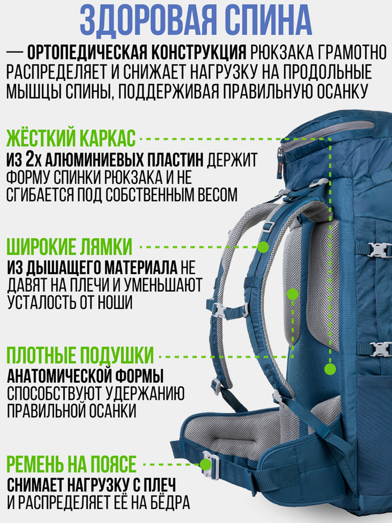 Рюкзак туристический Trek Planet Denali 65, петроль