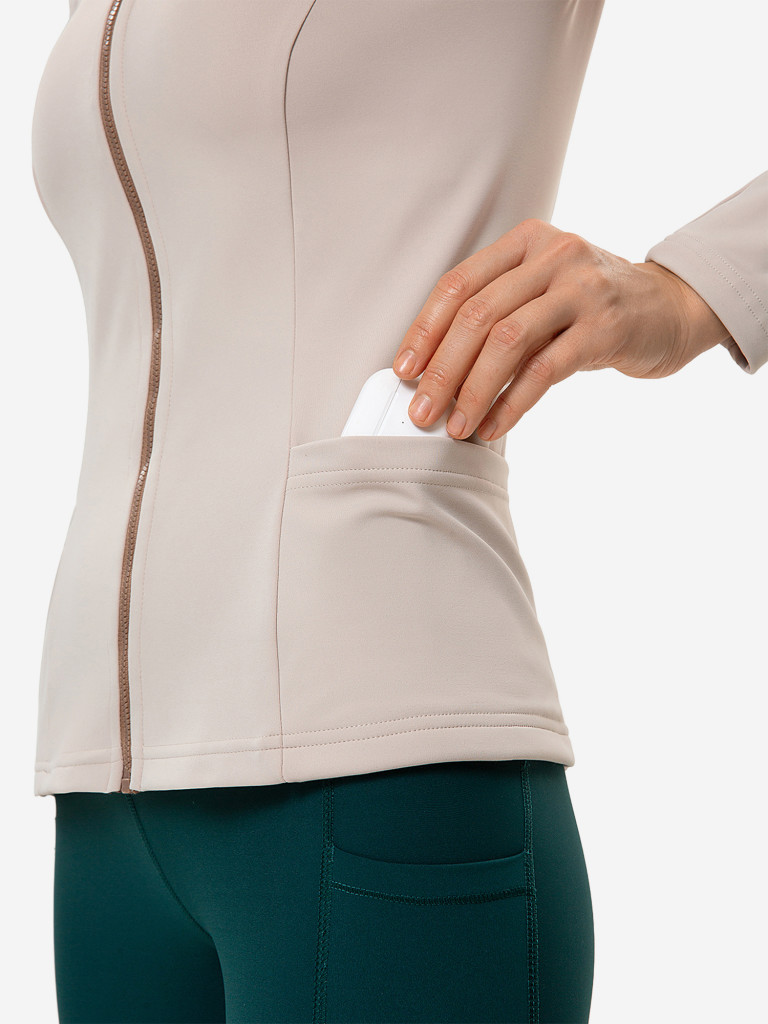 Лонгслив женский RAQUETA SPORT на молнии Slim Fit, Beige
