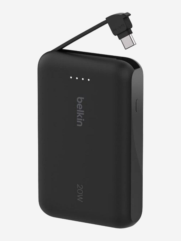 Внешний аккумулятор Belkin BoostСharge Power Bank 10000mAh USB-C 20W со встроенным кабелем USB-C.