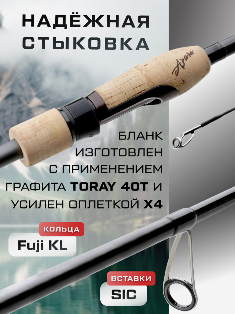 Удилище спиннинговое AZURA Fortran Neo 68ML 2.03м тест 7-21г