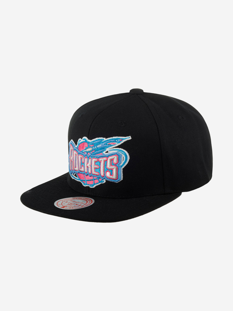 Бейсболка с прямым козырьком MITCHELL NESS HHSS5471-HROYYPPPBLCK Houston Rockets NBA (черный)