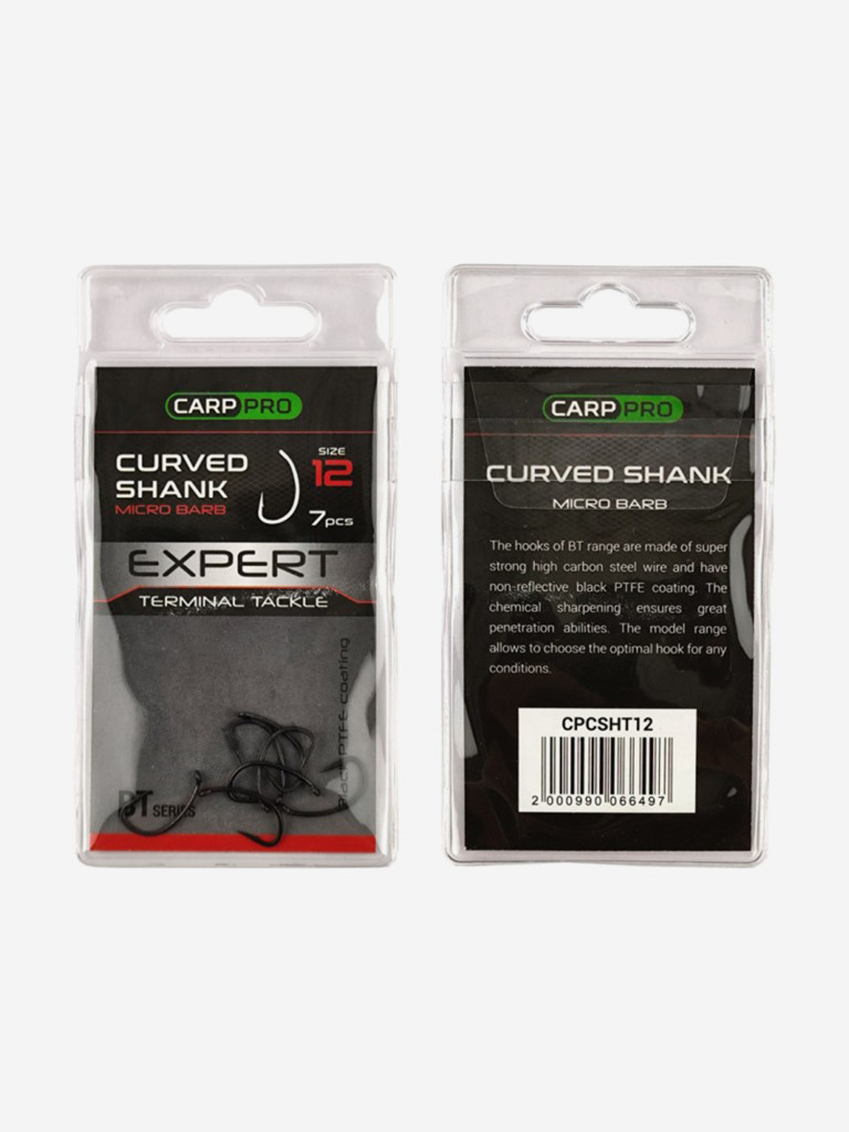 Крючок CARP PRO Black Teflon Curved Shank №12 7шт